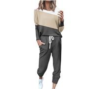 NUSGEAR Chandal Mujer Completo otoño invierno 2pc Patchwork Deportivo Tracksuit Sudaderas Jersey manga larga y pantalones Cremallera Conjunto Traje Moda Casual Jogging talla grande 2024