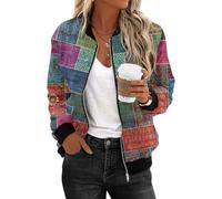 NUSGEAR Chaqueta bomber mujer ligera Estampado manga larga cremallera béisbol Chaqueta informal acolchada bolsillos Cazadora Moda Casual Deportiva Cardigan Jacket Otoño Invierno Outwear 2024