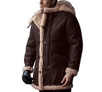 NUSGEAR Chaqueta con capucha Hombre Invierno Abrigo cuello de piel Moda Color sólido Botones Casual Chaqueta Grueso cálida Forro de felpa bolsillo Talla grande Parker Outwear Cardigan 2024