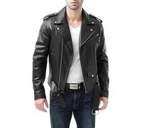 NUSGEAR Chaqueta Corta Piel De Cuero Para Motocicleta Cazadora Aviador Abrigos De Piel Sintética Para Hombre Cazadora Chaqueta De Sin Capucha Para Hombres Con Cremallera Completa Abrigo Para Hombre