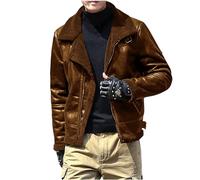 NUSGEAR Chaqueta de cuero Hombre Otoño Invierno Moda Abrigo Chaqueta Deportivo PU bomber cremallera impermeable moto bolsillo Outwear Tops cálida gótico punk Clásico Talla grande 2024