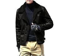 NUSGEAR Chaqueta de cuero Hombre Otoño Invierno Moda Abrigo Chaqueta Deportivo PU bomber cremallera impermeable moto bolsillo Outwear Tops cálida gótico punk Clásico Talla grande 2024