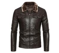 NUSGEAR Chaqueta de cuero Hombre Otoño Invierno Moda Abrigo Grueso gótico punk Chaqueta PU Deportivo bomber cremallera impermeable moto bolsillo Outwear Tops cálida Clásico Talla grande 2024