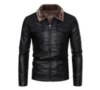 NUSGEAR Chaqueta de cuero Hombre Otoño Invierno Moda Abrigo Grueso gótico punk Chaqueta PU Deportivo bomber cremallera impermeable moto bolsillo Outwear Tops cálida Clásico Talla grande 2024