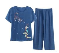 NUSGEAR Conjunto Dos Piezas lino Mujer Casual Camisa manga corta y Pantalones verano otoño Deportivo Traje Talla grande Conjunto Moda Cómodo Suelto floral impresión Casa Pijama Chandal 2024