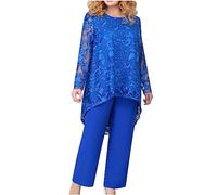 NUSGEAR Conjunto Dos Piezas Mujer encaje Moda Camiseta de manga larga y Pantalones Otoño invierno Talla grande Suelto Elegante Traje Fiesta Casual Vestido vestir Traje cómodo Conjunto 2024