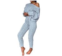 NUSGEAR Conjunto Dos Piezas Mujer Jersey de tejido punto y Pantalones otoño invierno Elegante Traje Sexy Sudaderas Slim Fit Cómodo Casual Conjunto Pijama Casa Moda Color sólido 2024