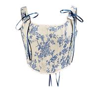 NUSGEAR Corsé renacentista para Mujer Corset Medieval Estilo Vintage Bustier Estampado Floral Y2k Gothic Chaleco Tank Tops Crop Top