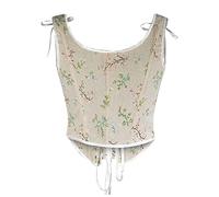 NUSGEAR Corsé renacentista para Mujer Corset Medieval Estilo Vintage Bustier Estampado Floral Y2k Gothic Chaleco Tank Tops Crop Top