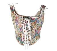NUSGEAR Corsé renacentista para Mujer Corset Medieval Estilo Vintage Bustier Estampado Floral Y2k Gothic Chaleco Tank Tops Crop Top