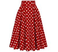 NUSGEAR Falda Mujer 2024 Falda Largo Estampado de Lunares Vestidos Cintura Alta Elegante Falda Moda Casual Fiesta Suelto Básica Retro Vintage Plisada Falda