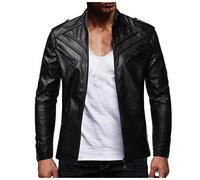 NUSGEAR Hombres Chaqueta de Cuero,Otoño Invierno Cuero de la Chaqueta de béisbol Talla grande Abrigo de Pieles Coincidencia de colores Chaqueta Moda Impermeable a Prueba de Viento Ropa de moto PU