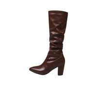 NUSGEAR Mujer Botas De Caña Tacon Larga Inviernos Con Suela Plana Bota De Mujers, Boots De Invierno, Botin De Nieve,Zapatos Largas Bota De Montar Hasta La Con Doble Tacon Zapatos Botas De