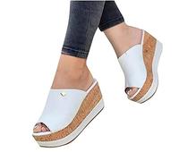 NUSGEAR Nuevo 2021 Chanclas Mujer Cómodas Sandalias de Verano Moda Playa Zapatos de Plataforma Cuña Zapatillas Planas de Punta Abierta Casual Fiesta Tacones Altos Vacaciones