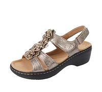 NUSGEAR Sandalias de Mujer 2024 Verano con Punta Abierta Moda Bohemia Casual Sandalias de cuña Zapatos Soporte del Arco Roma Elegante con Correa Fiesta Calzado Comoda vestir Tallas grandes