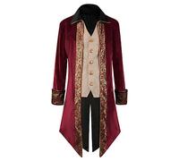 NUSGEAR Steampunk Victorian Pirate Gothic Cosplay Chaqueta de Traje para Hombre Chaqueta Jacquard Medieval Halloween Costume Coat pirata, vampiro, fiesta, cosplay
