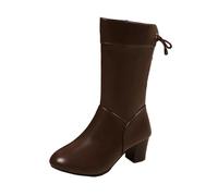 NUSGEAR Tacón Alto Botas Altas Hasta La Para Mujer, Botin Punta Y Bota Grueso,Boots Altas Con Cremallera Lateral Y Tacón Alto Bota De Piel Para Mujer, Botas Altas De Por Encima De La