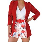NUSGEAR Traje de 2 Piezas Mujer Moda Blazer y Pantalones Cortos verano Otoño Slim Fit Elegante Negocios Oficina Fiesta Cena Estampado floral Casual Traje Chaqueta cómodo Conjunto Blazer De Conjuntos