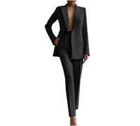 NUSGEAR Traje de 2 Piezas Mujer Moda Blazer y Pantalones largo Otoño invierno Slim Fit Elegante Negocios Oficina Fiesta Cena color sólido Casual Traje Basic Chaqueta cómodo abrigo Conjunto 2025