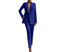 NUSGEAR Traje de 2 Piezas Mujer Moda Blazer y Pantalones largo Otoño invierno Slim Fit Elegante Negocios Oficina Fiesta Cena color sólido Casual Traje Basic Chaqueta cómodo abrigo Conjunto 2025