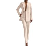 NUSGEAR Traje de 2 Piezas Mujer Moda Blazer y Pantalones largo Otoño invierno Slim Fit Elegante Negocios Oficina Fiesta Cena color sólido Casual Traje Basic Chaqueta cómodo abrigo Conjunto 2025