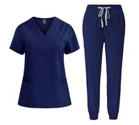 NUSGEAR Uniforme sanitario o Conjunto Sanitario Mujer Camiseta manga corta y Pantalones Enfermera Conjunto Casaca Tops Mujer Basic Cómoda Uniforme Color Sólido Verano 2025