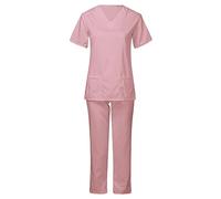 NUSGEAR Uniforme sanitario o Conjunto Sanitario Mujer Camiseta manga corta y Pantalones Enfermera Conjunto Casaca Tops de Mujer Uniforme Color Sólido
