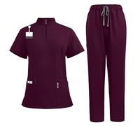 NUSGEAR Uniforme sanitario o Conjunto Sanitario Mujer Camiseta manga corta y Pantalones Enfermera Conjunto Casaca Tops Basic Mujer Uniforme Cómoda Color Sólido Verano Talla grande 2025