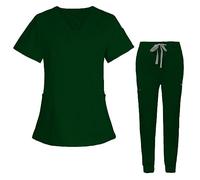 NUSGEAR Uniforme sanitario o Conjunto Sanitario Mujer Camiseta y Pantalones Enfermera Conjunto Casaca Tops de Mujer Uniforme Color Sólido