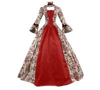 NUSGEAR Vestido gótico Victoriano del Siglo Mujer, Vestido de Fiesta, Estampado Largo Vestido de Baile Estilo rococó para Mujer, Vestido gótico Victoriano, Disfraz de época Medieval