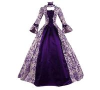 NUSGEAR Vestido gótico Victoriano del Siglo Mujer, Vestido de Fiesta, Estampado Largo Vestido de Baile Estilo rococó para Mujer, Vestido gótico Victoriano, Disfraz de época Medieval