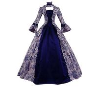 NUSGEAR Vestido gótico Victoriano del Siglo Mujer, Vestido de Fiesta, Estampado Largo Vestido de Baile Estilo rococó para Mujer, Vestido gótico Victoriano, Disfraz de época Medieval
