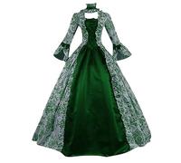 NUSGEAR Vestido gótico Victoriano del Siglo Mujer, Vestido de Fiesta, Estampado Largo Vestido de Baile Estilo rococó para Mujer, Vestido gótico Victoriano, Disfraz de época Medieval
