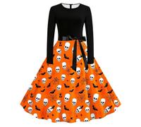 NUSGEAR Vestidos Medieval Mujer, Gótico Fiestas Estampado Halloween