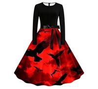 NUSGEAR Vestidos Medieval Mujer, Gótico Fiestas Estampado Halloween