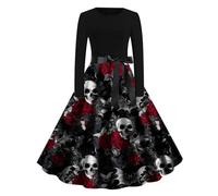 NUSGEAR Vestidos Medieval Mujer, Gótico Fiestas Estampado Halloween