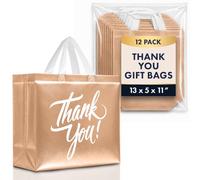 Nush Nush Bolsas de regalo de agradecimiento de oro rosa de tamaño grande, juego de 12 hermosas bolsas de agradecimiento de oro rosa con una impresión blanca, perfectas como bolsas de regalo, bolsas