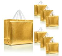 Nush Nush Bolsas de regalo doradas de gran tamaño a granel, juego de 30 bolsas de regalo reutilizables doradas con asas blancas, perfectas como bolsas de regalo de cumpleaños, despedida de soltera,
