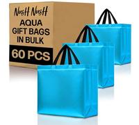 Nush Nush - Bolsas de regalo reutilizables de color azul aguamarina a granel (azul aguamarina, tamaño grande, juego de 60)
