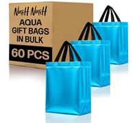 Nush Nush - Bolsas de regalo reutilizables de color azul aguamarina a granel (azul aguamarina, tamaño mediano, juego de 60)