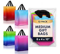 Nush Nush Juego de 12 bolsas de regalo medianas degradadas - 4 impresionantes diseños de bolsas de regalo reutilizables con asas - ideal como bolsas de regalo de cumpleaños, bolsas de regalo, bolsas