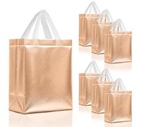 Nush Nush Juego de 30 bolsas de regalo de oro rosa brillante a granel, reutilizables con asas blancas, tamaño mediano, perfectas como bolsas de regalo de cumpleaños, bolsas de regalo de fiesta, tamaño