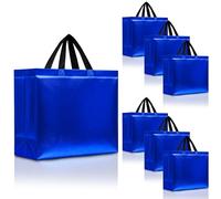 Nush Nush Juego de 30 bolsas de regalo reutilizables azules con asas negras, tamaño grande, perfectas como bolsas de regalo de cumpleaños a granel, bolsas de recuerdos de fiesta, tamaño 13 pulgadas de