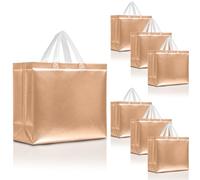 Nush Nush Juego de 30 bolsas de regalo reutilizables de oro rosa con asas blancas, tamaño grande, perfectas como bolsas de regalo de cumpleaños, despedida de soltera a granel, bolsas de recuerdos de