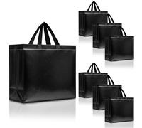 Nush Nush Juego de 30 bolsas de regalo reutilizables negras con asas negras, tamaño grande, perfectas como bolsas de regalo de cumpleaños a granel, bolsas de recuerdos de fiesta, tamaño 13 pulgadas de