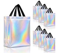 Nush Nush Juego de 30 impresionantes bolsas de regalo iridiscentes a granel, reutilizables con asas negras, tamaño mediano, perfectas como bolsas de regalo de regalo/cumpleaños, bolsas de recuerdo de