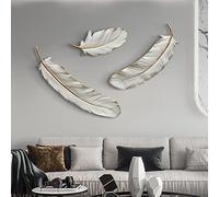 NUSHKE Arte Decoracion Pared Metal Pluma Blanca, Adornos Pared Metalicos, 3D Esculturas de Pared de Hierro Forjado, Cuadros Decorativos de Metal Modernos para Salon Dormitorios Comedor
