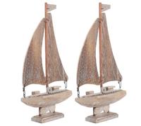 NUSITOU 2 Piezas Figura Decorativa de Barco de Vela en Madera y Lienzo Diseño 3D Realista Rústico Estilo Mediterráneo para Oficina o Dormitorio