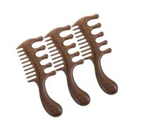 NUSITOU 3 Piezas Peine Masajeador de Madera 5 Dientes Redondos para Cuero Cabelludo, Estimulación de Meridianos y Masaje Corporal, Herramienta Portátil para Cuidado Capilar y Uso Doméstico