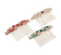 NUSITOU 3 Piezas Peines Laterales de Aleación Metálica para Boda con Gemas Blancos, Rojos y Verdes, Accesorios Decorativos para Cabello de Novia y Damas, Peine Decorativo para Peinar y